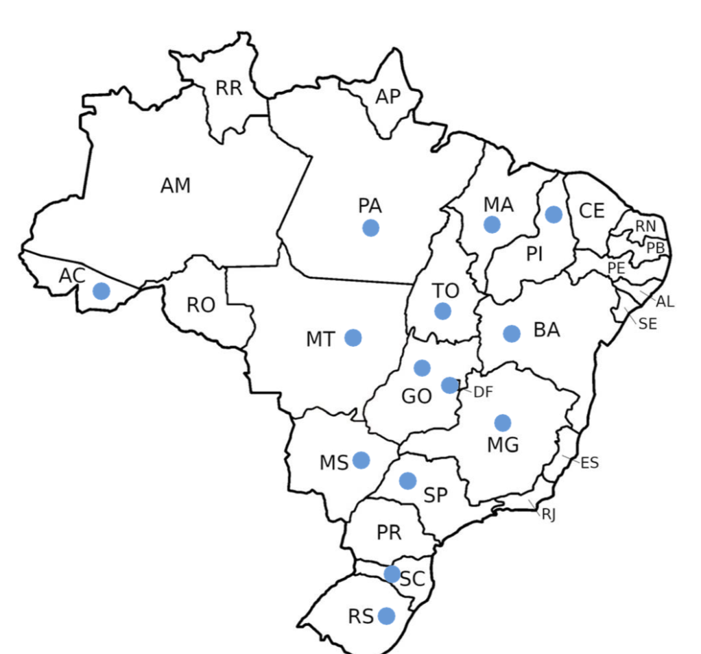 Mapa do Brasil com presença da Lucid